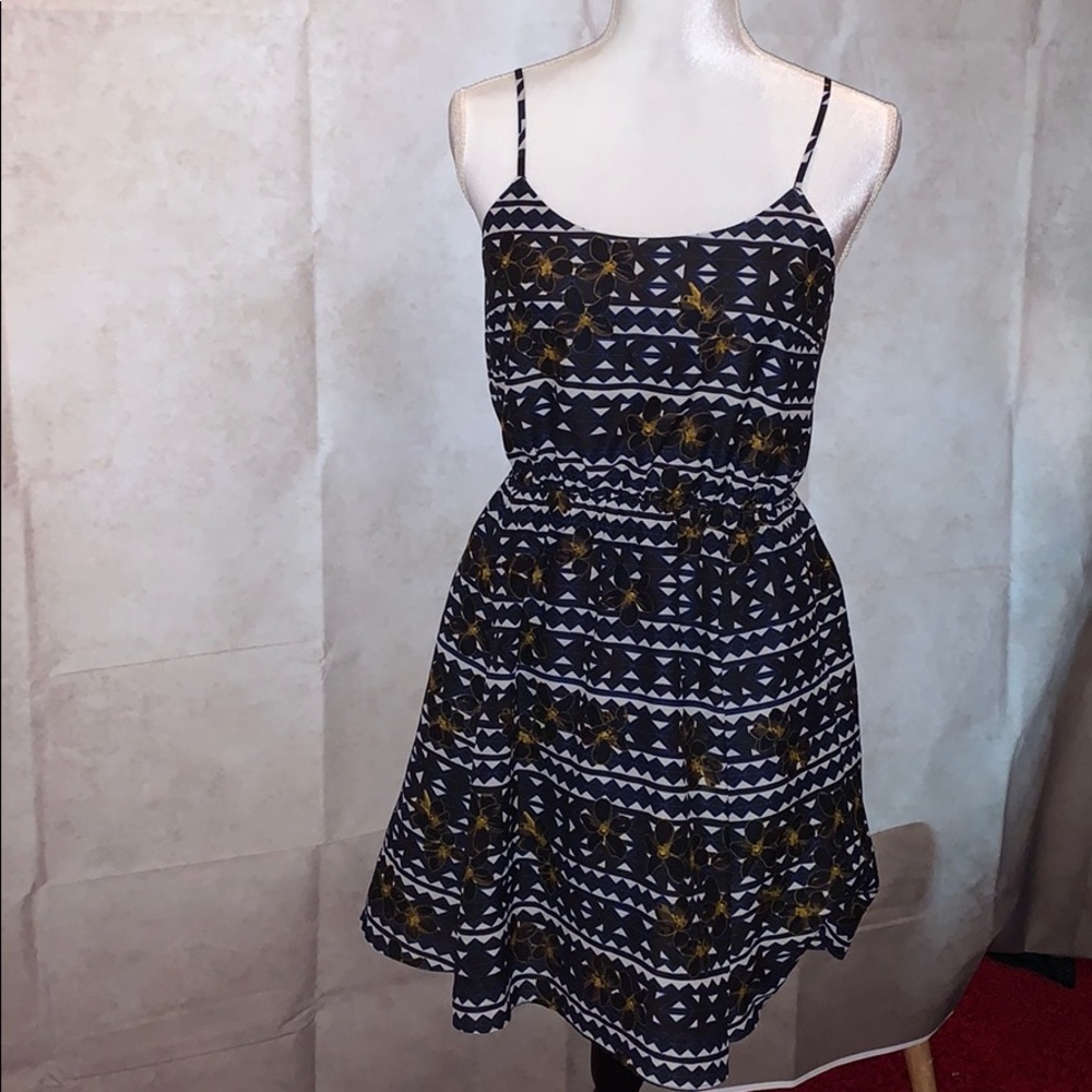 J. Crew Young and Flirty Sundress - Navy Blue/Gold